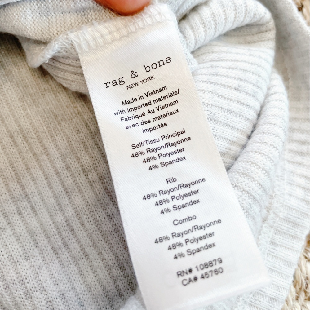 Rag & Bone Waffle Knit Long Sleeve Top Light Gray Women’s XS Soft Stretch - Picture 3 of 6